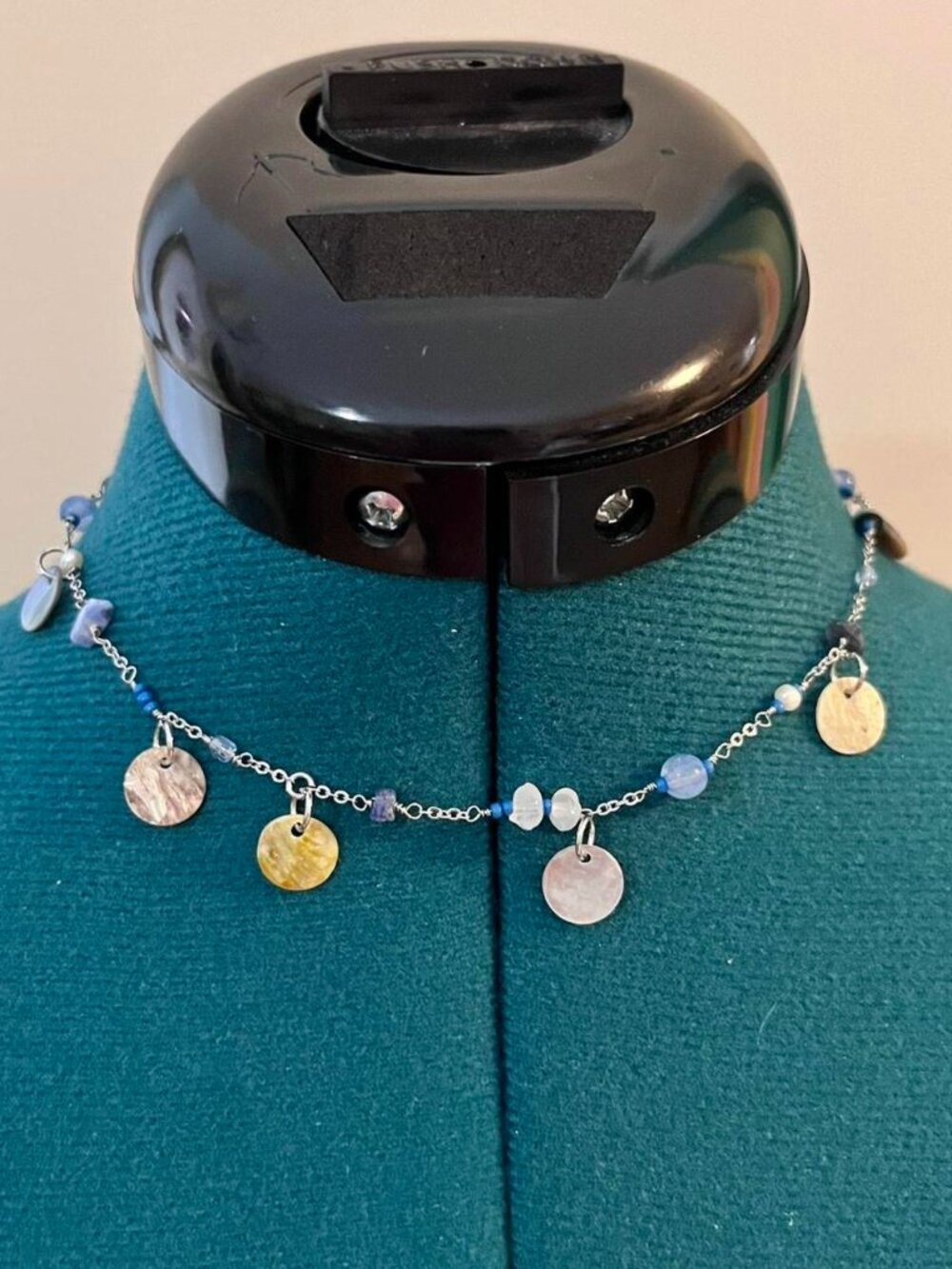 Lia Sophia necklace with abalone & blue beads